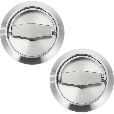 Poignées de porte encastrées invisibles en acier inoxydable, boutons de tirage pour portes coulissantes et portes de placard, finition brossée avec loquet (1/5)