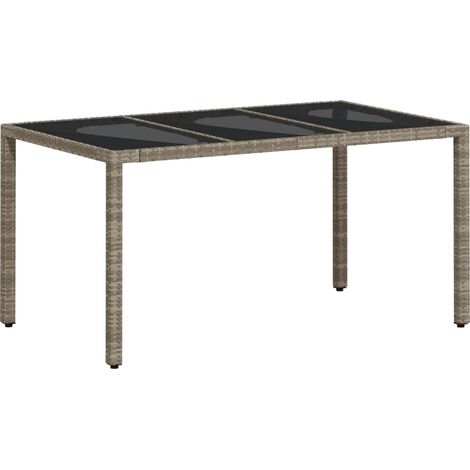 Maison Exclusive - Tavolo Giardino Piano Vetro Grigio Chiaro 150x90x75 Polyrattan