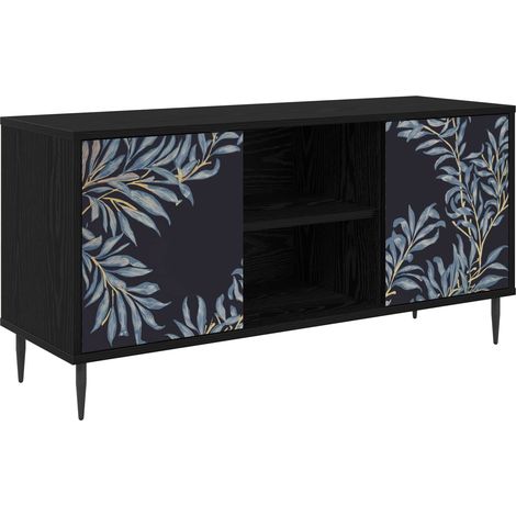TV Cabinet DOKKUM 102 x 33 x 51 cm Black Oak Engineered Wood vidaXL (1/5)