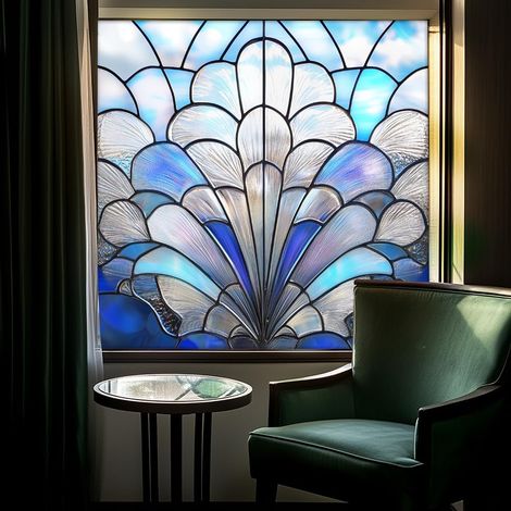 Selbstklebende Folie für Regenbogen-Glasfenster im Jugendstil, abnehmbare, statisch haftende Vinyl-Fensterfolie, Sichtschutzaufkleber (1/4)