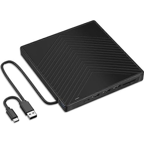 Lecteur CD/DVD externe, lecteur/graveur DVD/CD portable USB 3.0 Type-C 7 en 1 (1/5)