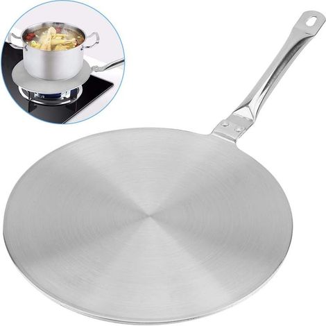 Adaptateur Induction, Disque Convertisseur de Plaque de Cuisson à Induction, Plaque d'anneau de Diffuseur Chaleur en Acier Inoxydable pour Plaque à Induction avec Poignée Preuve à la Chaleur(20 cm) (1/4)