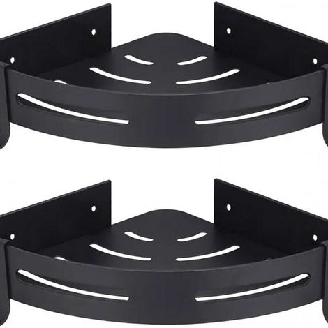 Étagère d'angle de douche noire, sans perçage, rangement de salle de bain, accessoires de salle de bain - 2 pièces (1/3)