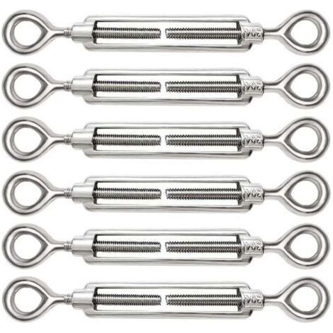 PA 6 Pièces Tendeur Câble Acier Inoxydable 304 M5 Réglable Œil à Œil Pour Câble (1/4)