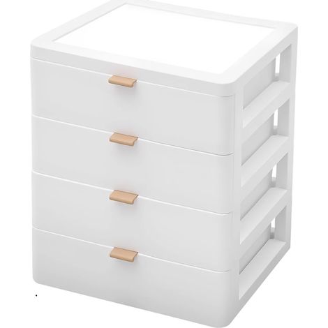 Caja de almacenamiento, 3/4 cajones, organizador de escritorio, 4 cajones (1/2)
