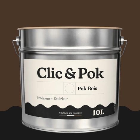 Peinture Bois Extérieur – POK BOIS - 10L - RAL 8014 - Brun sépia- Résistante aux intempéries - Ne s'écaille pas (1/4)