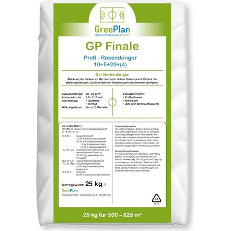GreenPlan GP Finale Engrais pour gazon Engrais universel pour gazon Engrais professionnel pour gazon