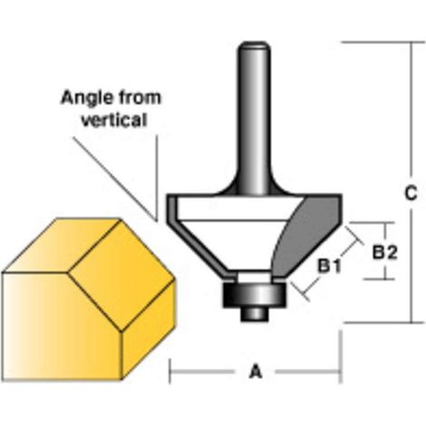 Carbitool Chamfer Router Bit 45 Deg W/Bearing 1/2" Shank