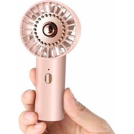 Mini ventilador de mano ultraligero y portátil con 3 velocidades, potente flujo de aire y funcionamiento silencioso (rosa), recargable por USB, función de carga rápida, ideal para viajes, oficina y ho (1/5)