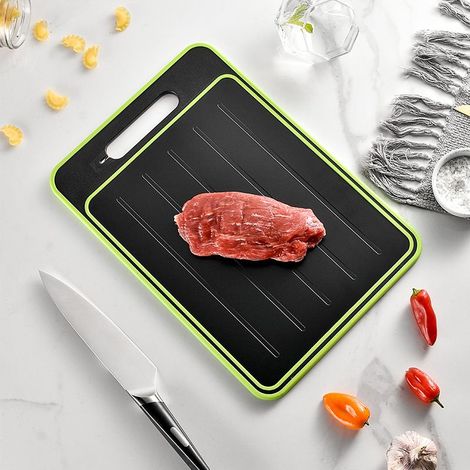 Planche à Découper/Décongélation Rapide, 4 en 1 Dégivrage des Aliments Surgelés, Fondre Viande Surgelés Naturellement et Sécurité, Plaque de Décongélation pour Tout Type d’Aliment (1/5)