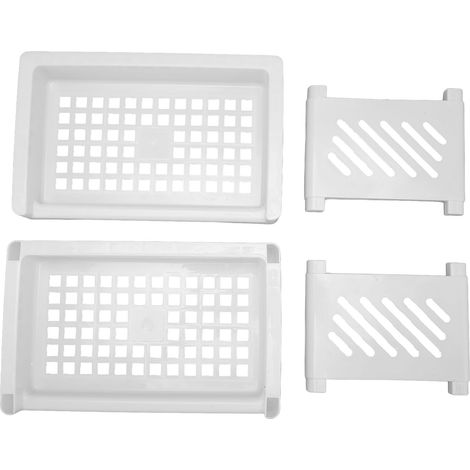 Étagère de bureau 2 niveaux design ajouré en PP blanc épais, pour chambre, salle de bain ou bureau. (1/5)