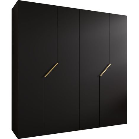 Armoire Hartford 595, Noir, 202x200x52cm, Portes d'armoire: Avec des charnières, Nombre d'étagères: 0 (1/5)