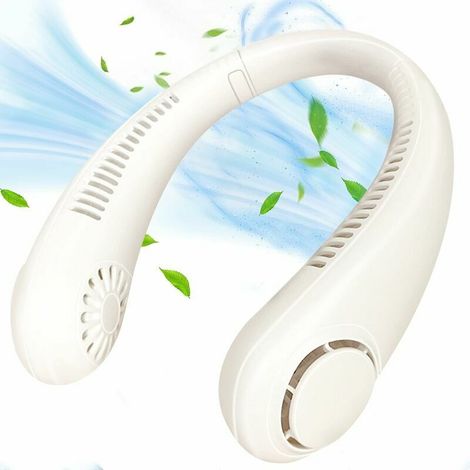 Ventilador de cuello personal portátil, mini ventilador sin aspas recargable por USB, silencioso con flujo de aire de 360° y 3 velocidades, ventilador colgante manos libres para viajes, oficina, hogar (1/4)