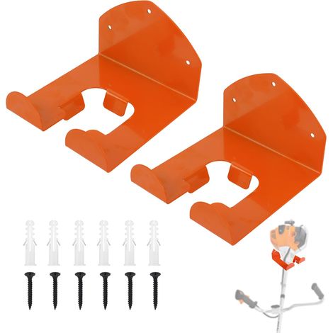 2pcs Support pour Coupe-Herbe, Rangement Mural Garage Crochets Débroussailleuse Outil Outil de Jardin Organiseur de Garage pour Outils Électriques Coupe-Herbe Taille-Haie (1/5)