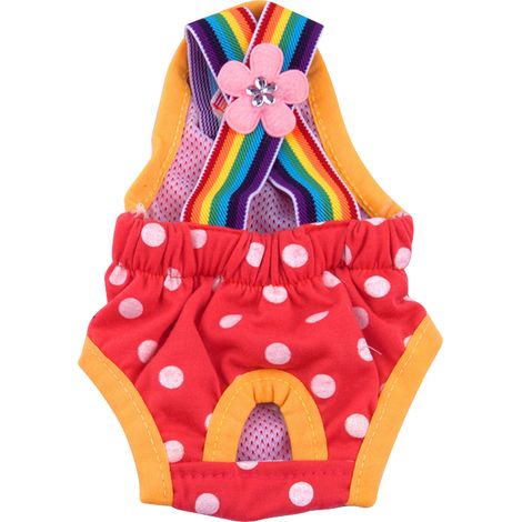 Culotte Sanitaire Chien Femelle - Coton Respirant - Bretelles Élastiques avec Bouton Pression - Lavable et Réutilisable - Pour Chiens Moyens et Petits - 1 Pièce (1/5)