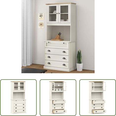 Schrank - Highboard VIGO Weiß 80x40x176 cm Massivholz Kiefer (1/5)
