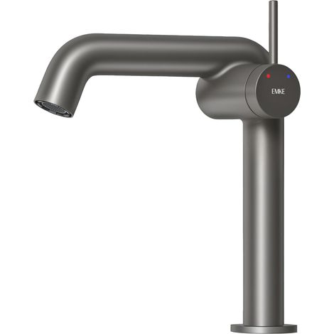 EMKE Robinet de Salle de Bain, 222 x 200 x 76 mm, Laiton, Cartouche Céramique, Mitigeur pour Lavabo, Anthracite Mat