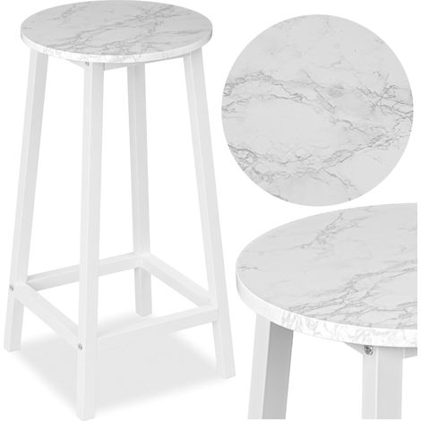 Taburete glamuroso de mármol blanco Flint White (1/5)