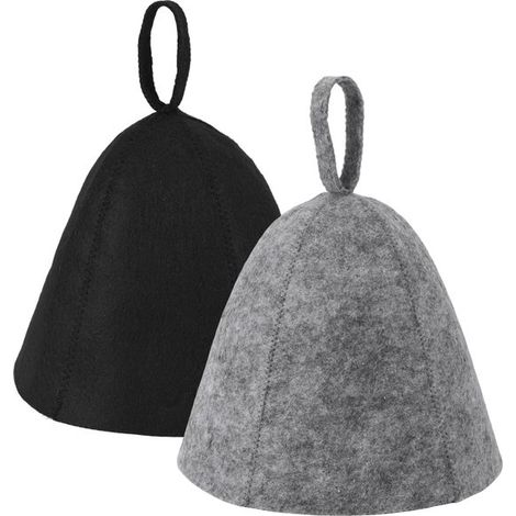 Saunahauben für Damen und Herren 2 Stück russische Banja-Saunahauben aus Wollfilz Hoch saugfähiges Unisex-Saunazubehör Geschenkidee für Grau Schwarz (1/5)