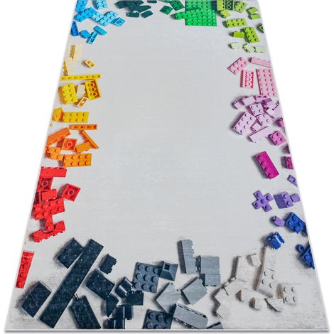 Tappeto lavabile BAMBINO 38480 Kit di costruzione per bambini antiscivolo - grigio / giallo multicolour 160x220 cm