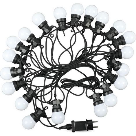 V-TAC VT-71020 catenaria luminosa led 10mt con 20 lampadine mini globo 0.5W 3000K raccordabile presa shuko IP44 - sku 217439 (1/5)