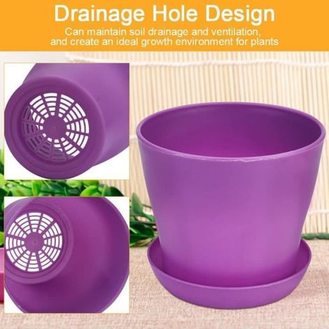 wantouth petits pots de fleurs en plastique coloré pour la décoration de votre jardin avec plateau, semis pépinière, pot de f (1/4)
