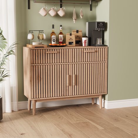 Buffet salon avec 2 Portes 2 tiroirs, 100 x 35 x 80 cm, Armoire de Rangement, Style Rustique, Armoire de Cuisine (1/4)