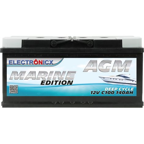 AGM Batterie 140AH Electronicx Marine Edition Boot Schiff Versorgungsbatterie 12V Akku Deep Bootsbatterie Autobatterie Solarbatterie Solar Batterien… (1/5)