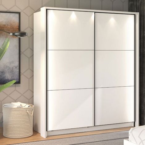Guardaroba Grande Cerchio, Armadio Camera da Letto Appendiabiti, 5 Ripiani, Apertura Scorrevole, 179x210h cm Bianco Opaco (1/5)