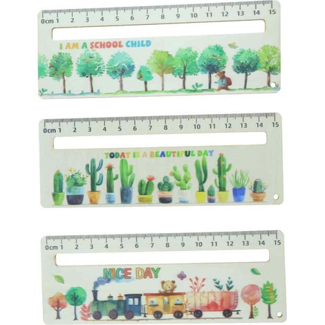 Lot de 3 Règle en bois, 15 cm, Personnalisation nom et motif, Outil lecture, Pour fille et garçon, Rentrée scolaire(Q3 : Nouveaux produits pour le mois d'août) (1/5)