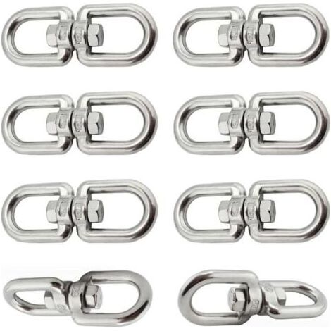 6 Pièces Crochet Pivotant M6 Double Extrémité Anneaux Pivotants en Acier Inoxydable 304 Suspendue Crochet Pivotant pour Balançoires Fauteuils Suspendus Sacs de Sable Cordes Chaînes (1/5)