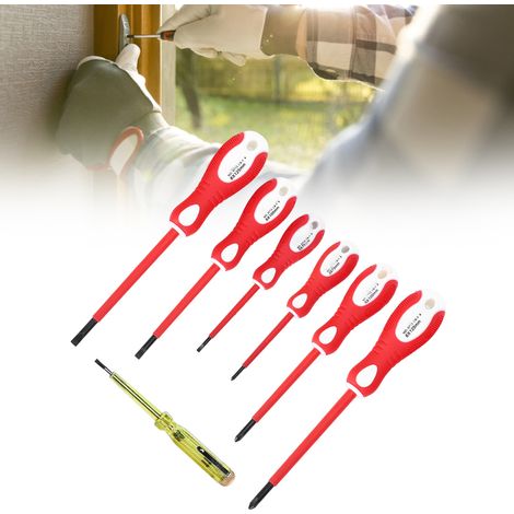 7-teiliges isoliertes Schraubendreher-Set, tragbares magnetisches Elektriker-Werkzeugset mit elektrischem Stift (1/5)