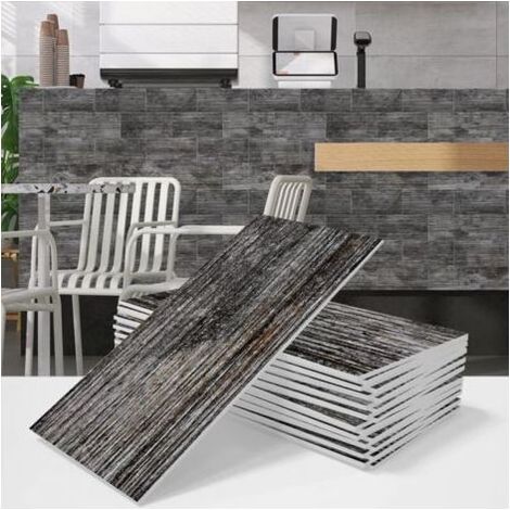 Lot de 16 stickers carrelage adhésifs décoratifs 10x20cm – Aspect bois naturel – Résistant à l'eau et à la chaleur – Pour cuisine et salle de bain (1/5)