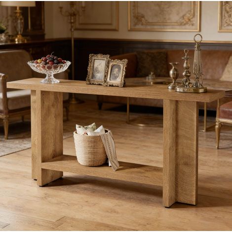 Console da corridoio a doppio livello 150 x 30 x 80 cm in MDF marrone HAVRYA (1/5)