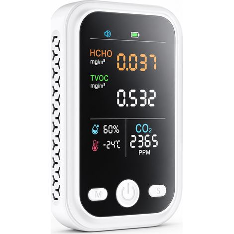 Détecteur Qualité Air 5 en 1 Portable Maison Blanc 85 mm (1/5)
