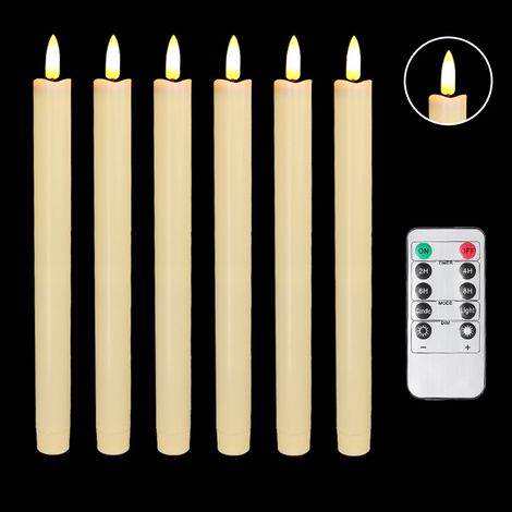 Bougies LED Dww-pack de 6, fonctionnant sur piles, avec télécommande et minuterie, imitation cire, lumière blanche chaude vacillante