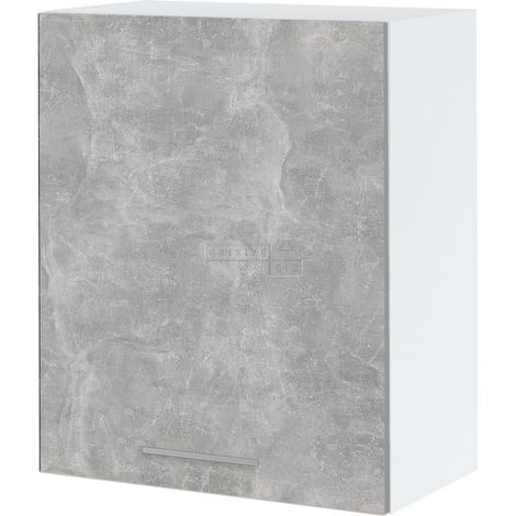 Meuble haut de cuisine Bellissi Beton Naturel 1 porte L 60 cm - Porte avec poignée apparente Grey (1/5)