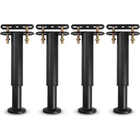 Pied De Lit, Pieds De Sommier, De Lit Liaison MéTal RéGlables en MéTal Pieds pour Sommier, TrèS RéSistants Convient pour Lattes Universel Sommier MéTal, Armoire, Canapé 18-31Cm (Noir) Lot De 4 Pied (1/5)