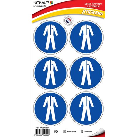 Planche 6 Pictogrammes Ø 80mm - Obligation de Porter un vetement de Protection - 4240220