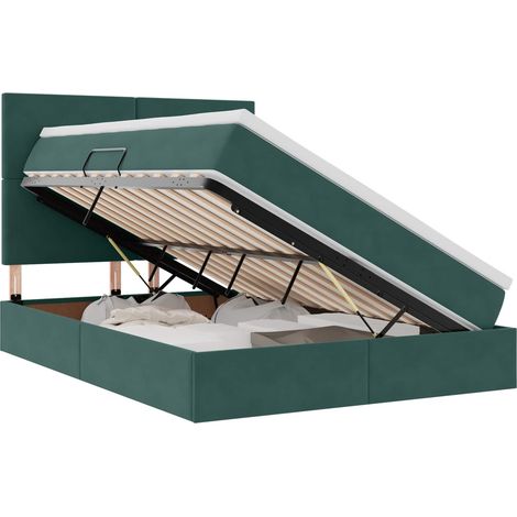 Maison Exclusive - Letto con contenitore e materasso Verde Scuro 140 x 190 cm