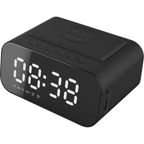 Kabelloser Bluetooth-Lautsprecher mit LED-Anzeige, Wecker, FM-Radio und USB-Schnellladefunktion (1/5)