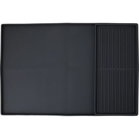 Tapis Découpe Silicone Anti-Feu Isolation Thermique pour Machine Café Bar Étanchéité Zone Double Plateau Drainage Évier Cuisine Noir (1/5)