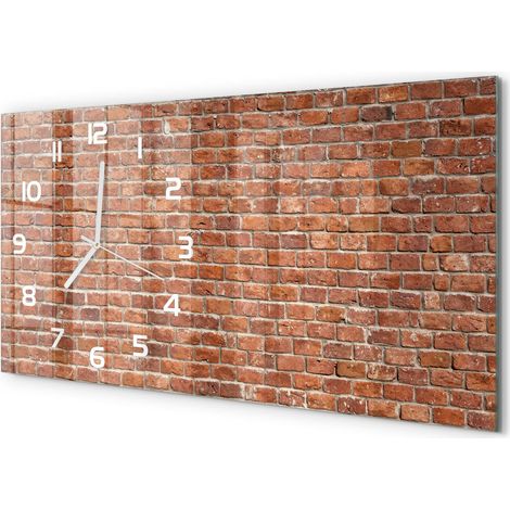 Horloge Murale Originale 60x30 cm Verre Trempé Cadeau Maison Moderne Mur de briques (1/5)