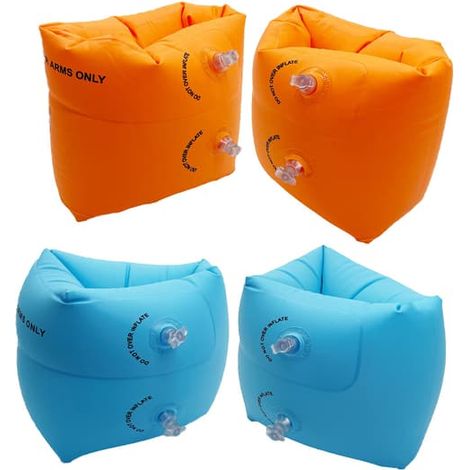 Lot de 2 brassards gonflables, à double chambre à air, de couleur bleue et orange, pour adultes et enfants.-AquaForge (1/5)