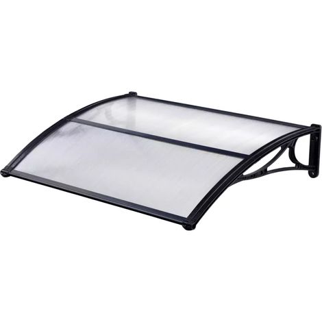 pensilina essenza in policarbonato trasparente profilo centrale nero 120x80 cm