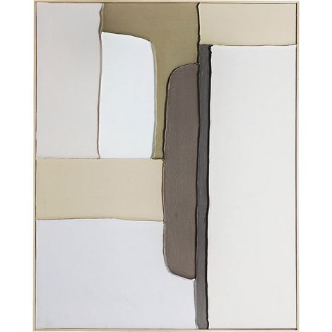 Décoration murale contemporaine toile beige et vert pin - Beige et vert pin naturel (1/5)