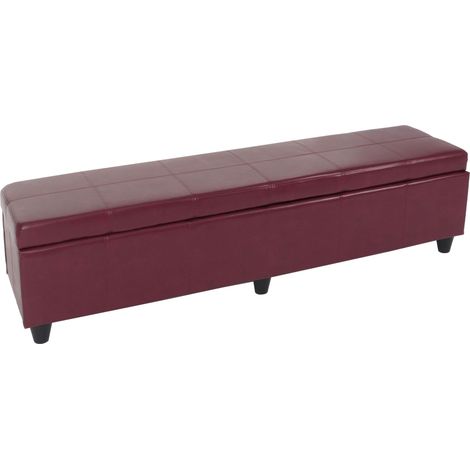 Bank Sitzbank mit Aufbewahrung Arezzo XXL, Kunstleder, 180x45x45cm MVG-zertifiziert rot