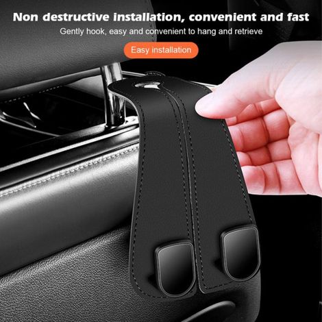 2 PCS Crochets en cuir PU pour les organisateurs de la banquette arrière de voiture, crochet de support de rangemen, Beige (1/5)