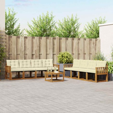 vidaXL Outdoor-Sofagarnitur mit Kissen 9 pcs Natur und Creme (1/5)