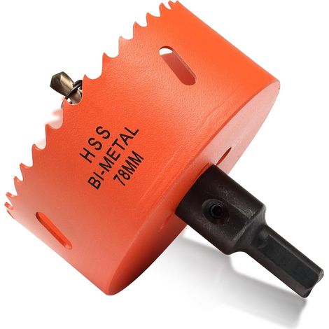HSS Bi-Metal Hole Saw 78 mm for Wood and Metal with Cutting Depth 35 mm for Steel, Cast Iron, Aluminium, Drywall, Plywood and Acrylic (1/5)